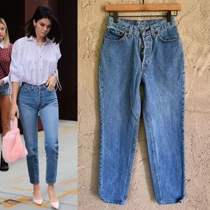 Vintage 80s Levi’s 17501 high waisted straight tapered leg button fly mom jeans